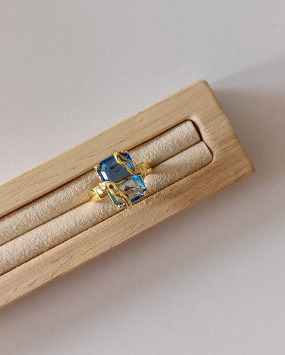 Blue Prism Statement Ring - PVD Coated Copper