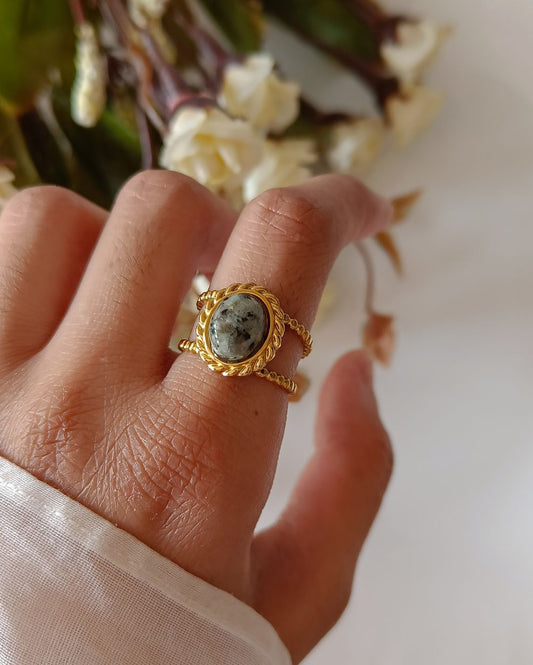 Agate Oval Ring - 18K PVD Plated Stainless Steel