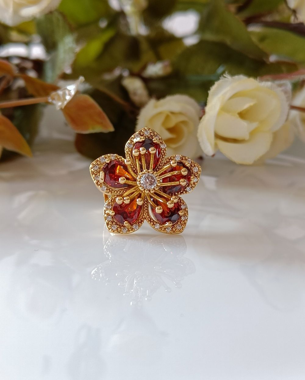 Midnight Bloom Ring - PVD Coated Copper