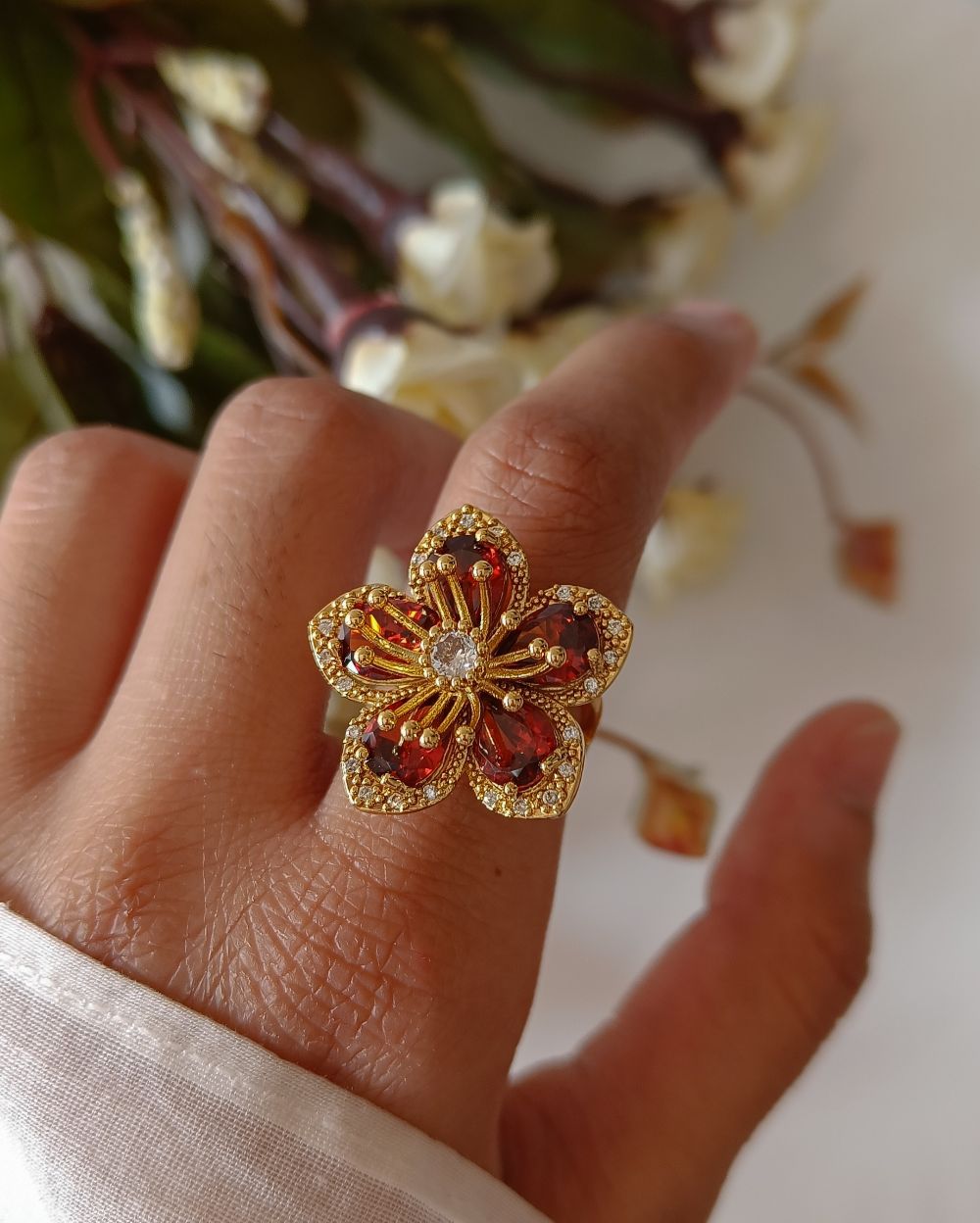 Midnight Bloom Ring - PVD Coated Copper