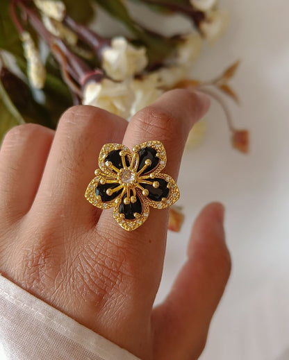 Midnight Bloom Ring - PVD Coated Copper