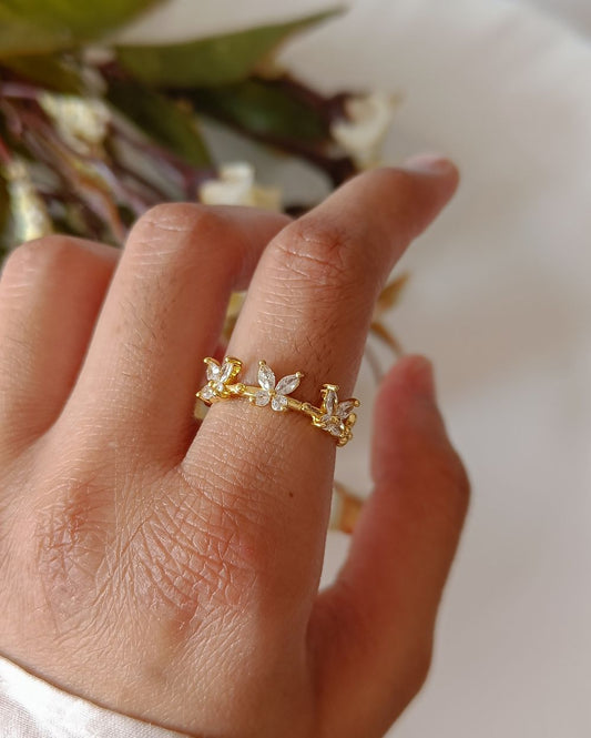 Flutter Zircon Ring - 18K PVD Plated Stainless Steel