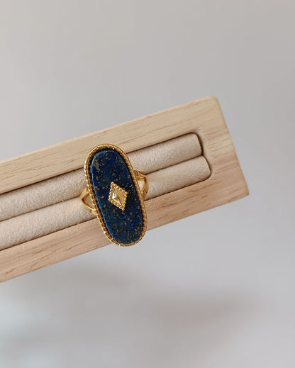 Midnight Agate Ring - 18K PVD Plated Stainless Steel