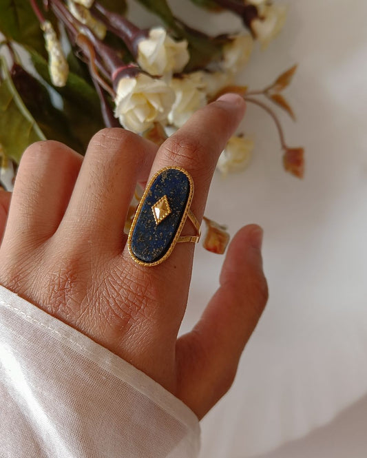 Midnight Agate Ring - 18K PVD Plated Stainless Steel
