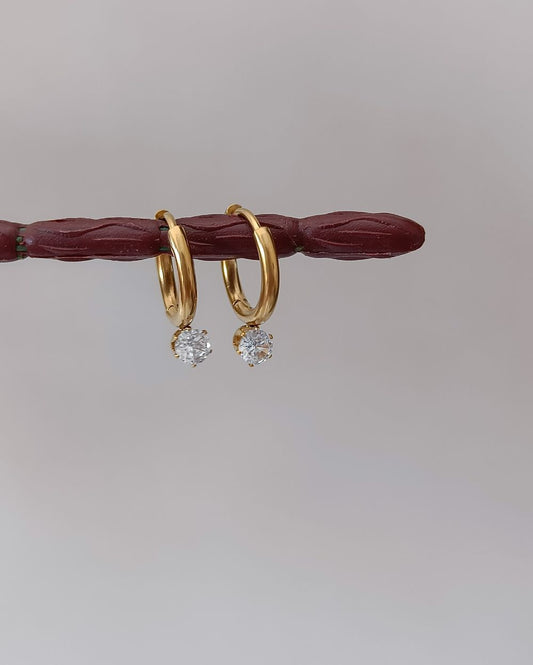 Zircon Huggies - 18K PVD Plated Stainless Steel