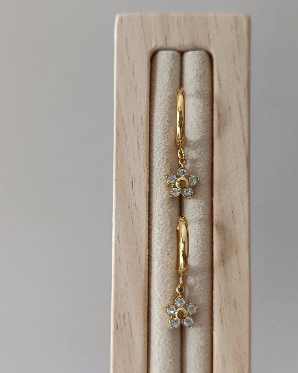 Flower Drop Hoops - 18K PVD Plated Stainless Steel