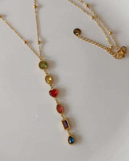 Color Drop Necklace - 18K PVD Plated Stainless Steel