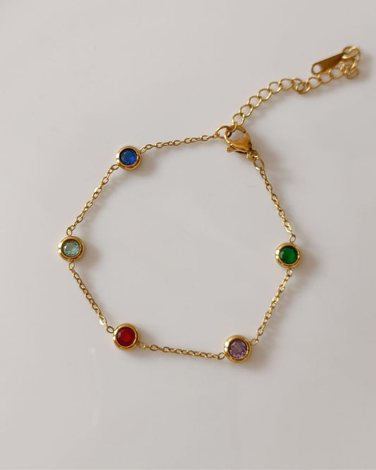 Zircon Charm Bracelet - 18K PVD Plated Stainless Steel