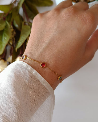 Zircon Charm Bracelet - 18K PVD Plated Stainless Steel