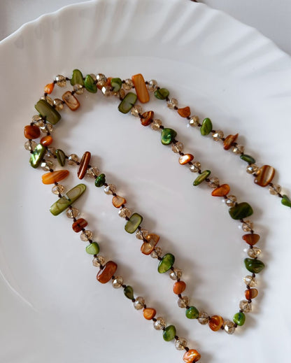 Moss and Amber Long Necklace