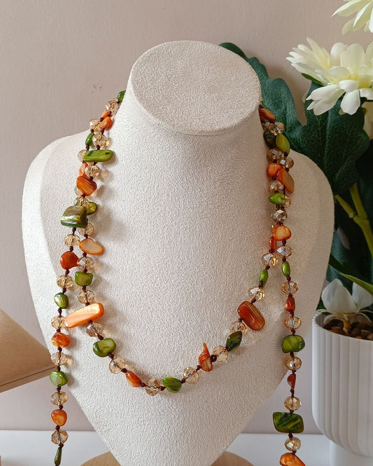 Moss and Amber Long Necklace