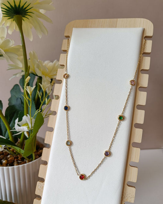 Zircon Charm Necklace - 18K PVD Plated Stainless Steel