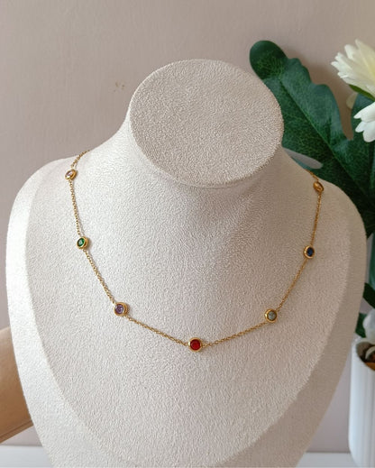 Zircon Charm Necklace - 18K PVD Plated Stainless Steel