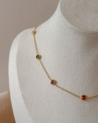 Zircon Charm Necklace - 18K PVD Plated Stainless Steel
