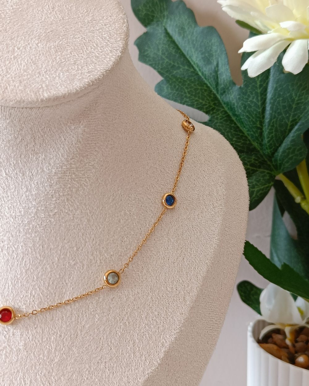 Zircon Charm Necklace - 18K PVD Plated Stainless Steel
