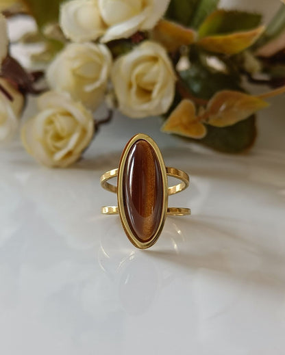 Sleek Long Oval Ring - 18K PVD Plated Stainless Steel