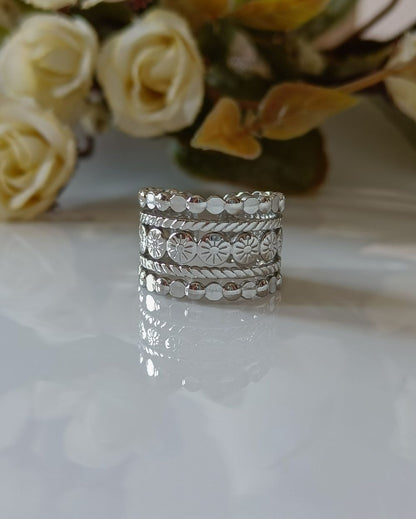 Boho Ring Band - Silver Stainless Steel