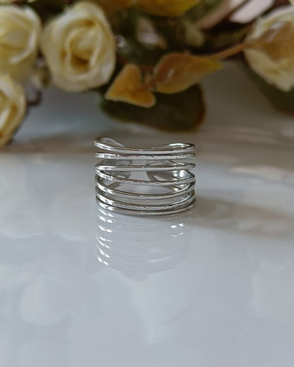 Wrapped Wire Look Stack Ring - Silver Stainless Steel