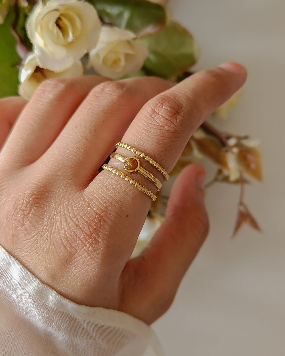 Tiger Eye Stone Ring - 18K PVD Plated Stainless Steel