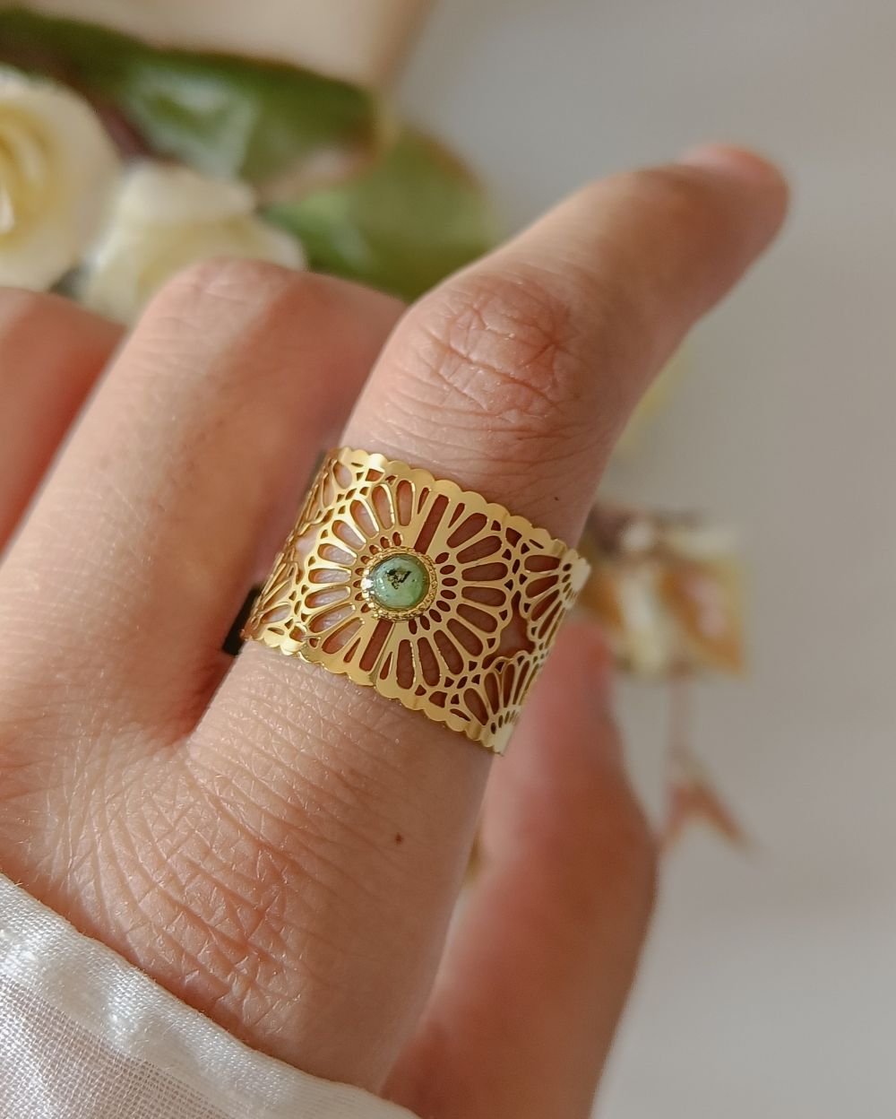 Vintage Lattice Design Ring - 18K PVD Plated Stainless Steel