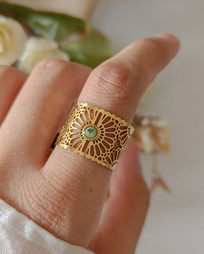 Vintage Lattice Design Ring - 18K PVD Plated Stainless Steel