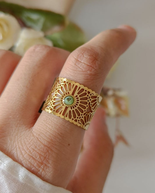 Vintage Lattice Design Ring - 18K PVD Plated Stainless Steel