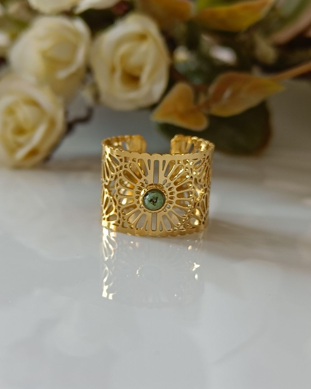 Vintage Lattice Design Ring - 18K PVD Plated Stainless Steel