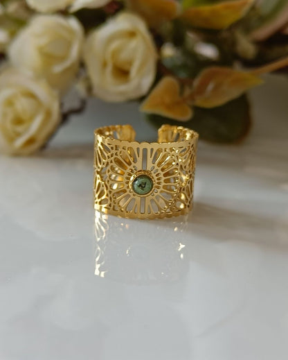 Vintage Lattice Design Ring - 18K PVD Plated Stainless Steel