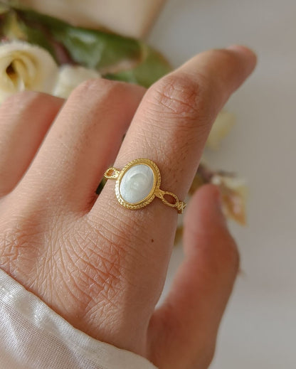 Minimalist White Enamel Ring - 18K PVD Plated Stainless Steel