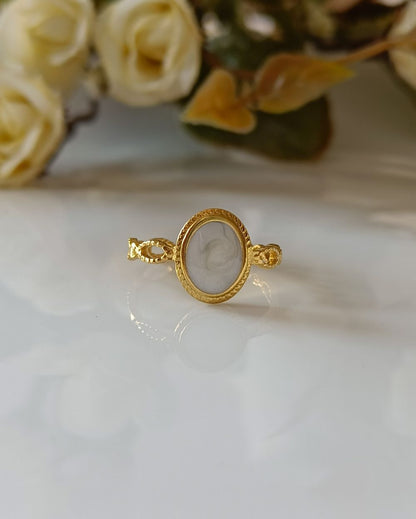 Minimalist White Enamel Ring - 18K PVD Plated Stainless Steel