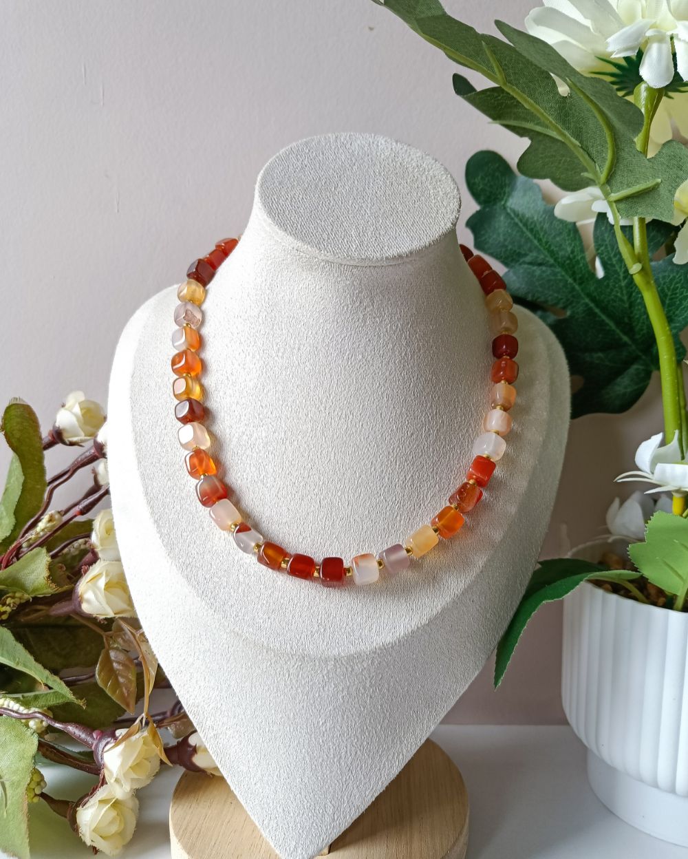 Terracotta Cube Agate Necklace