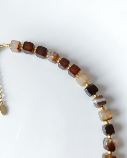 Mocha Cube Agate Necklace