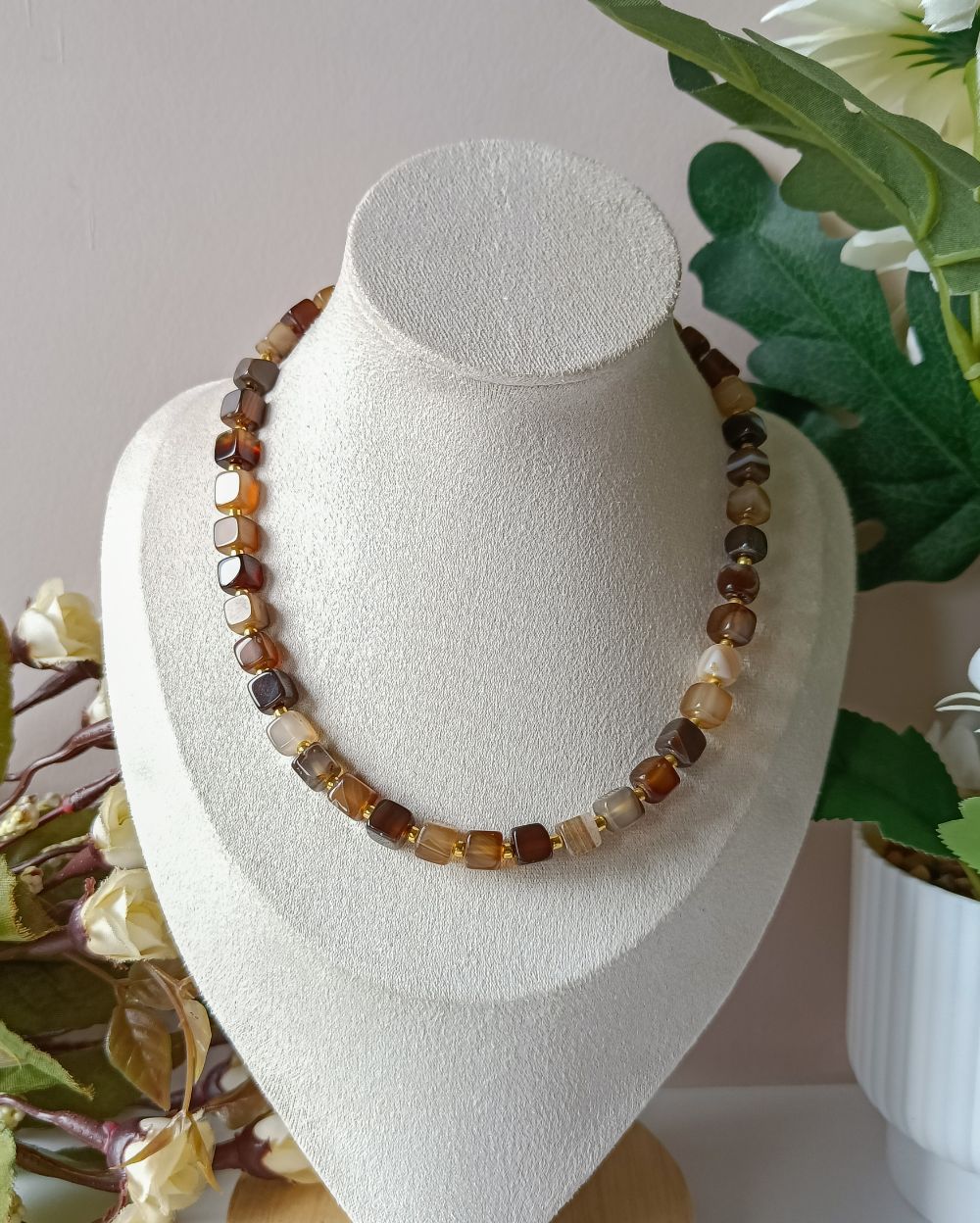 Mocha Cube Agate Necklace