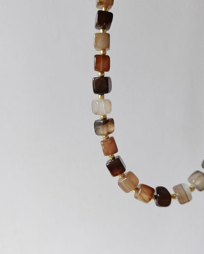 Mocha Cube Agate Necklace