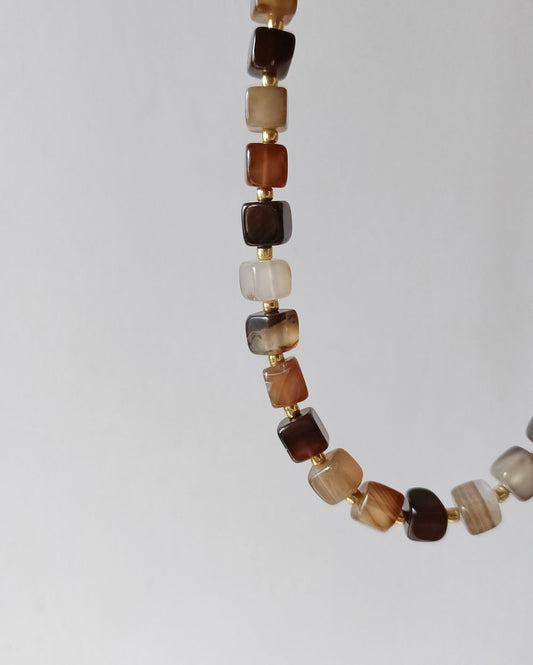 Mocha Cube Agate Necklace