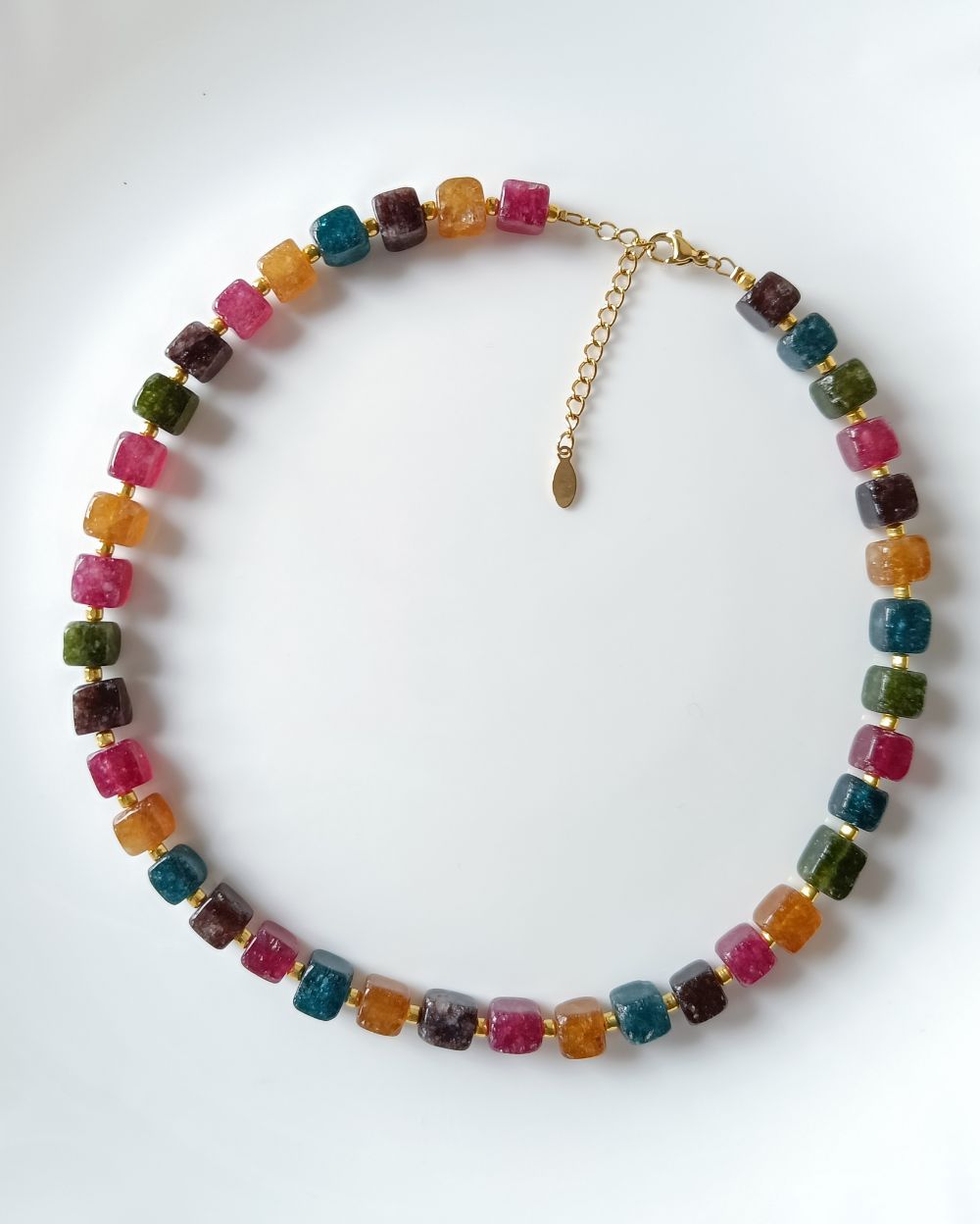 Multi Cube Agate Necklace