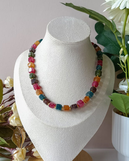 Multi Cube Agate Necklace