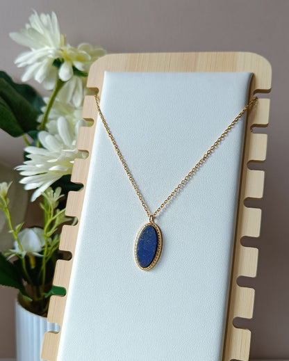 Lapis Lazuli Pendant Necklace - 18K PVD Plated Stainless Steel