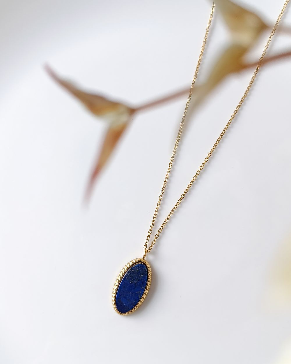 Lapis Lazuli Pendant Necklace - 18K PVD Plated Stainless Steel
