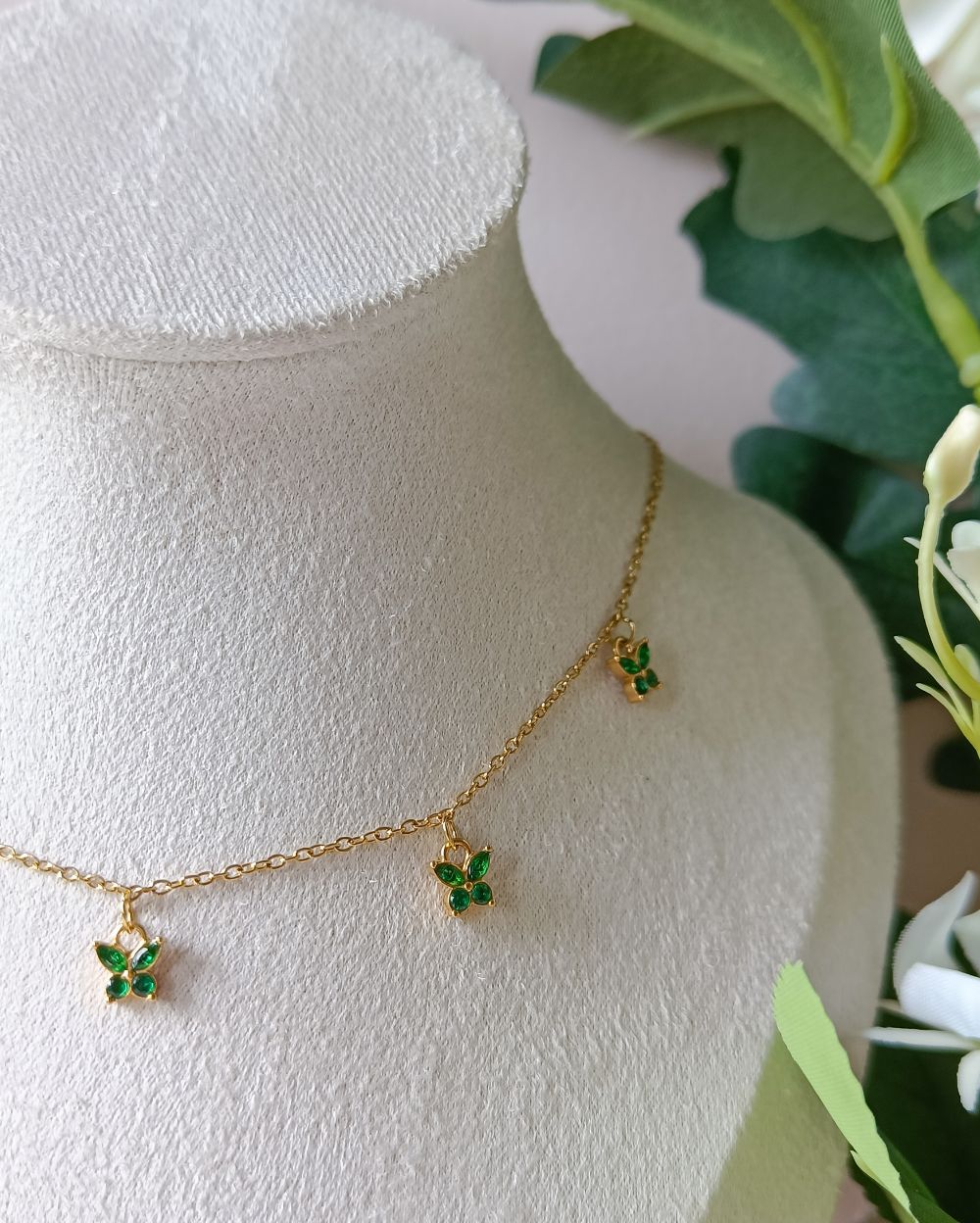 Zircon Butterfly Charm Necklace - 18K PVD Plated Stainless Steel
