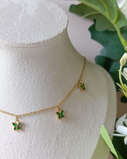 Zircon Butterfly Charm Necklace - 18K PVD Plated Stainless Steel
