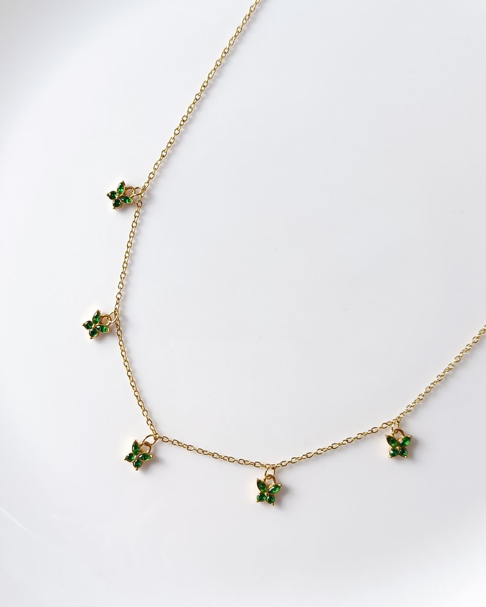 Zircon Butterfly Charm Necklace - 18K PVD Plated Stainless Steel