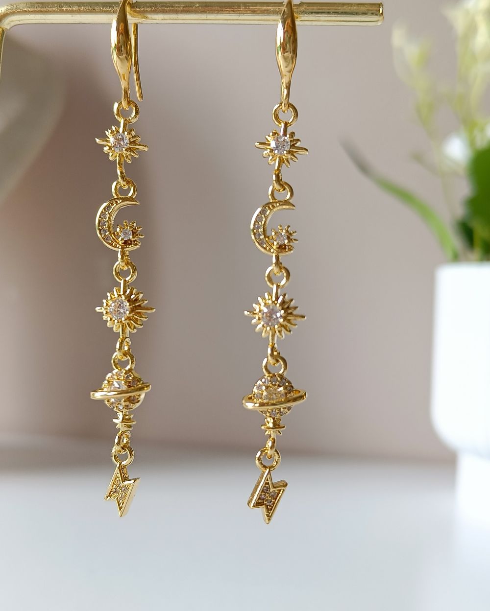 Celestial Charm Drop Earrings - 18K PVD Plated Copper