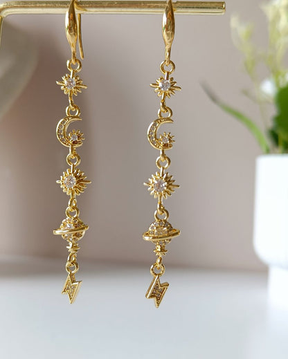 Celestial Charm Drop Earrings - 18K PVD Plated Copper