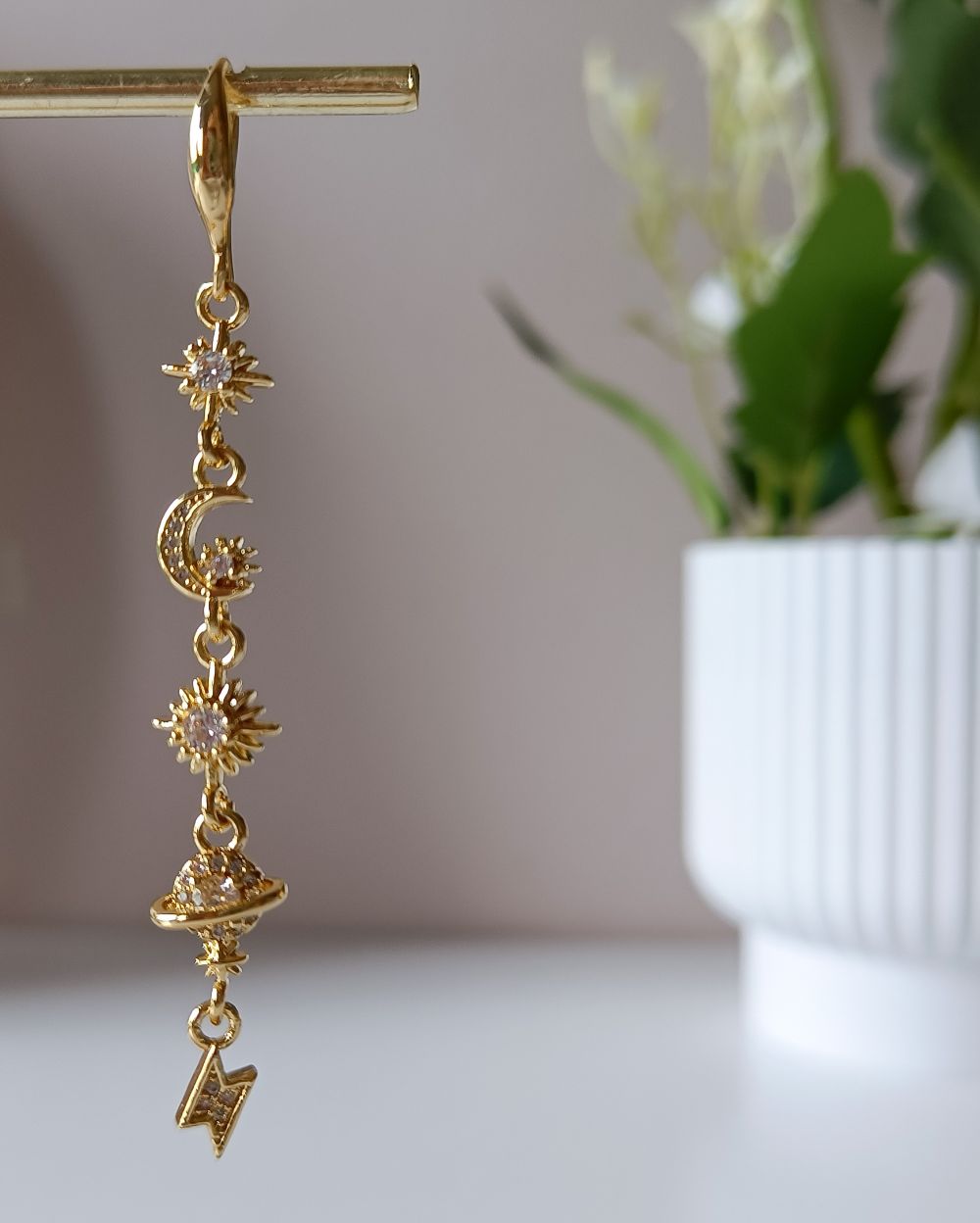 Celestial Charm Drop Earrings - 18K PVD Plated Copper