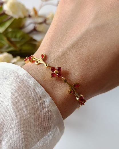 Ruby Botanical Vine Bracelet - 18K PVD Plated Stainless Steel