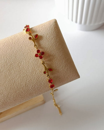 Ruby Botanical Vine Bracelet - 18K PVD Plated Stainless Steel