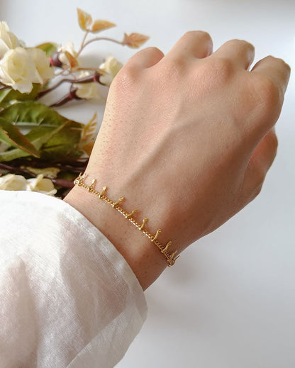 Tiny Gold Bar Station Bracelet - 18K PVD Plated Stainless Steel