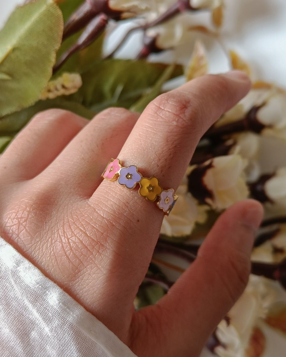 Candy Bloom Enamel Band - 18K PVD Plated Stainless Steel