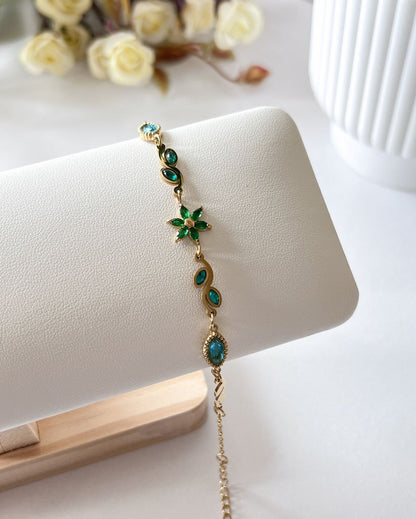Green Botanical Vine Bracelet - 18K PVD Plated Stainless Steel